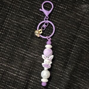 Charming Purple and White Bunny Charm Keychain